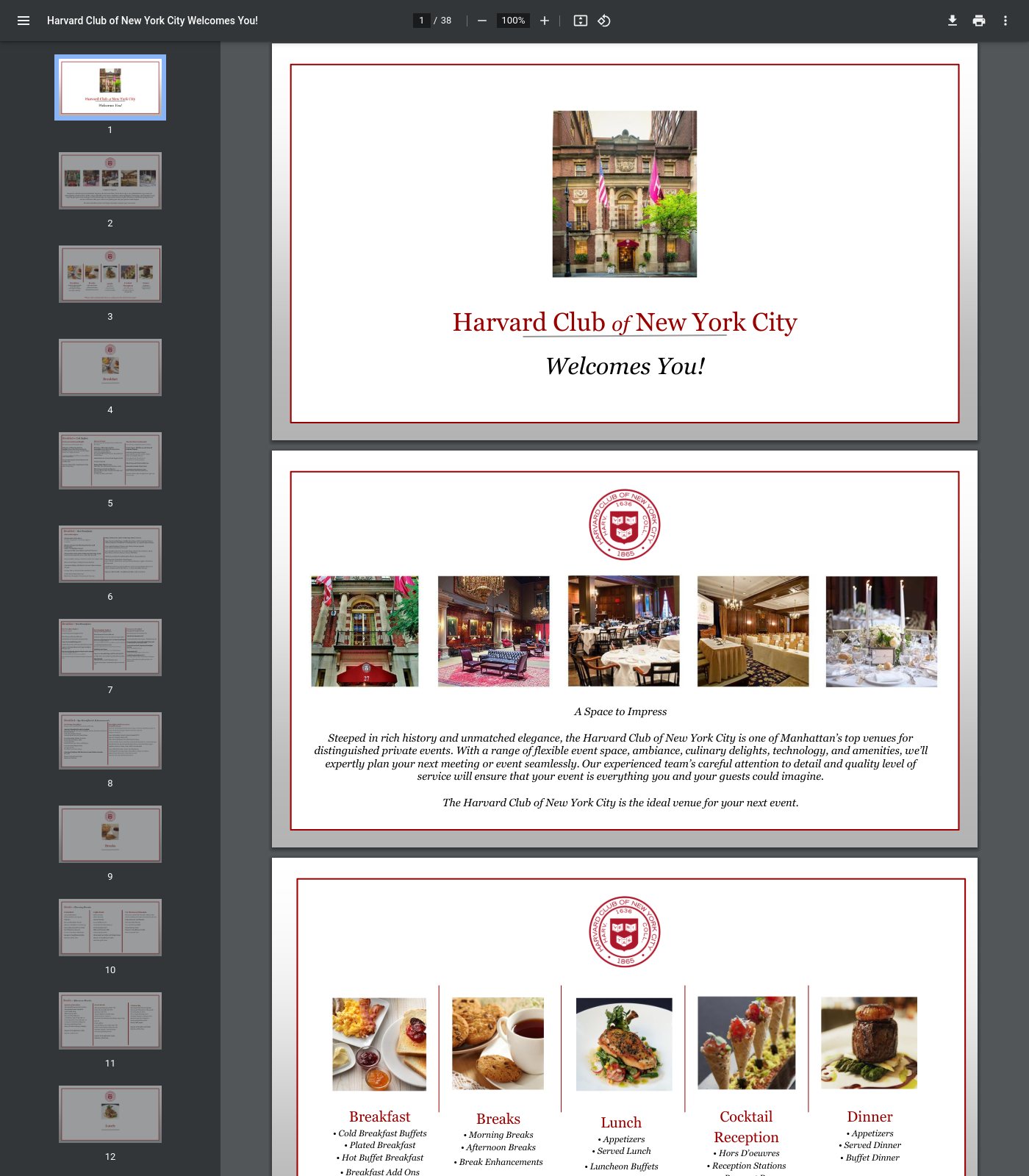 Harvard Club of New York City official material, page 1